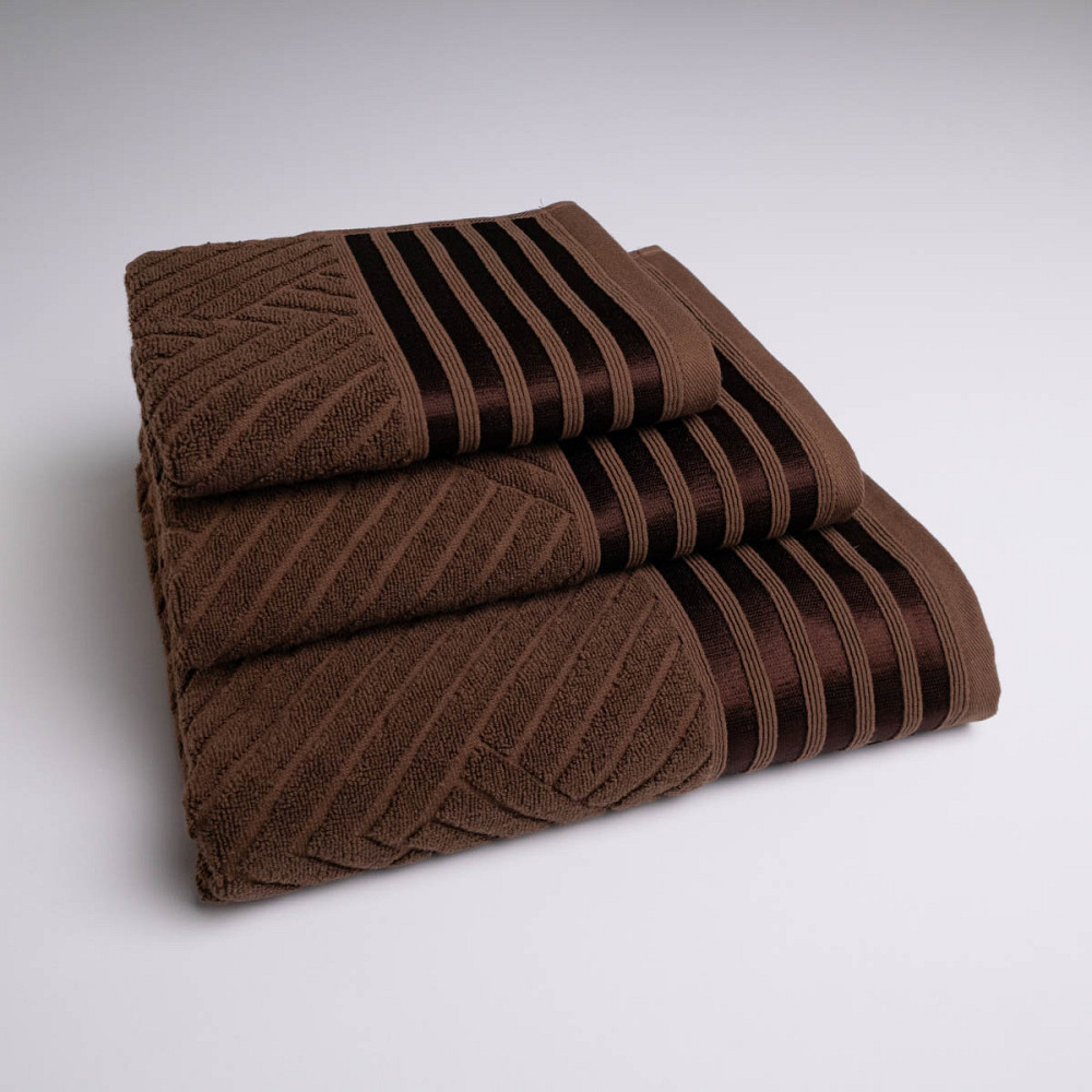 Набор махровых полотенец SOFT 3шт GM Textile 40х70см, 50х90см, 70х140см 500г/м2 (Коричневый) Сумы - изображение 1