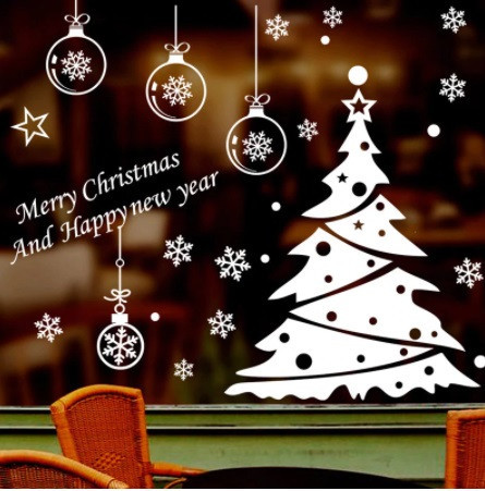 Новогодняя наклейка Елка виниловая 30 на 45 см белый Киев - изображение 1