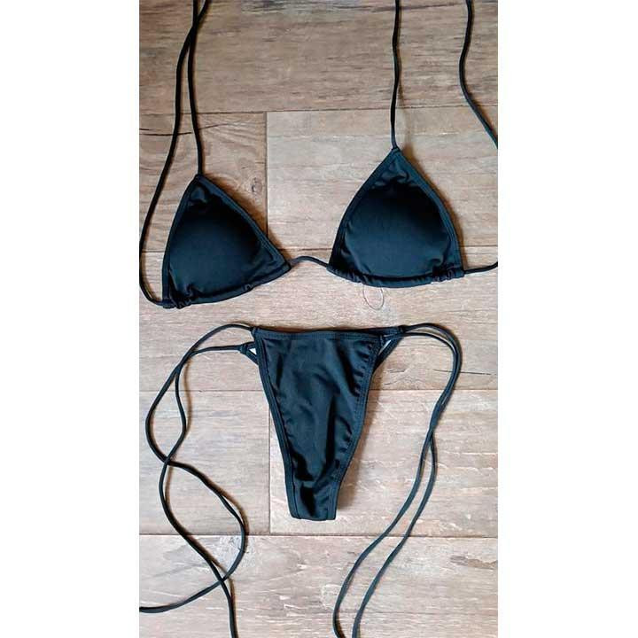 Купальник бікіні роздільний із м'якою чашкою на зав'язках XS-S чорний Вінниця - фото 13