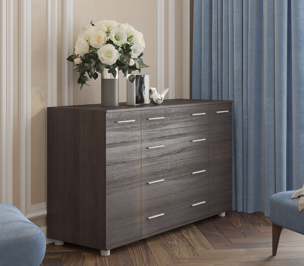 Комод для речей К-4 Еверест 130х38х73 венге темний Телескопічні (кулькові) (DTM-2026) Дніпро - фото 3