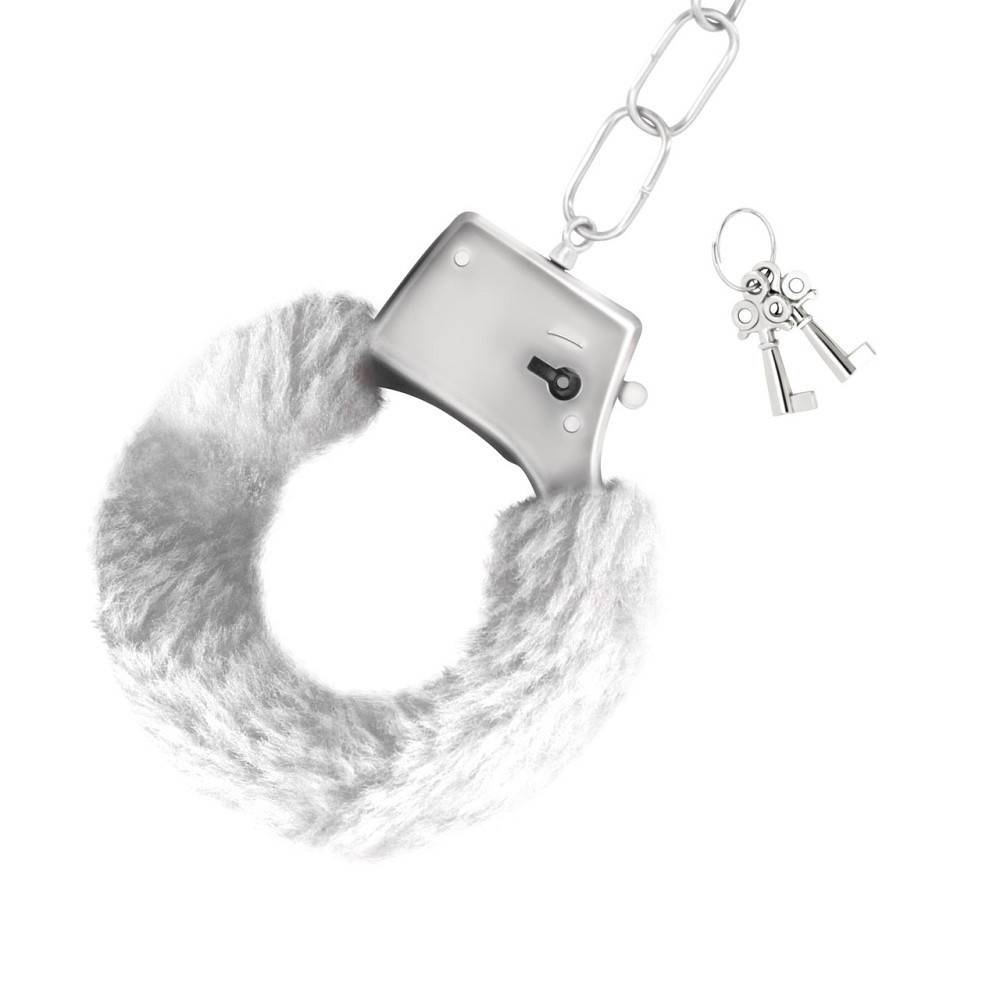 Наручники Love Cuffs Crushious металлические, с белым мехом Sex Aura Киев - изображение 3