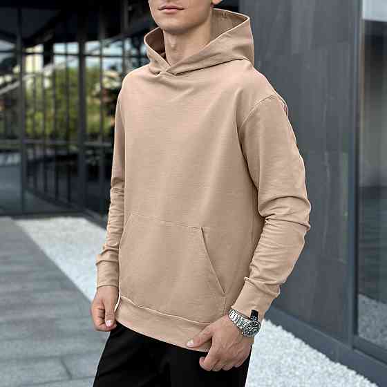 Чоловіче демісезонне худі з капюшоном бежеве Pobedov 001 Київ