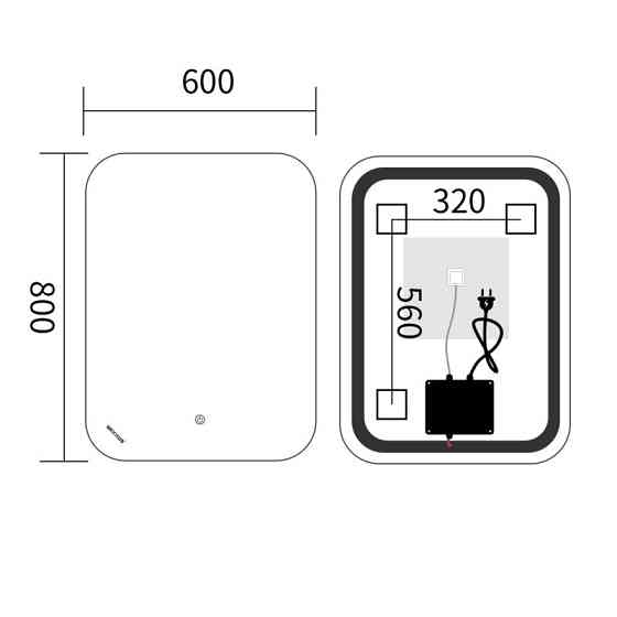 Зеркало Mixxus Premium DIVERSE MR15-80x60-Reverse с Led Touch, Anti-fog, димером (3-6,5kK) (MP6638) Киев