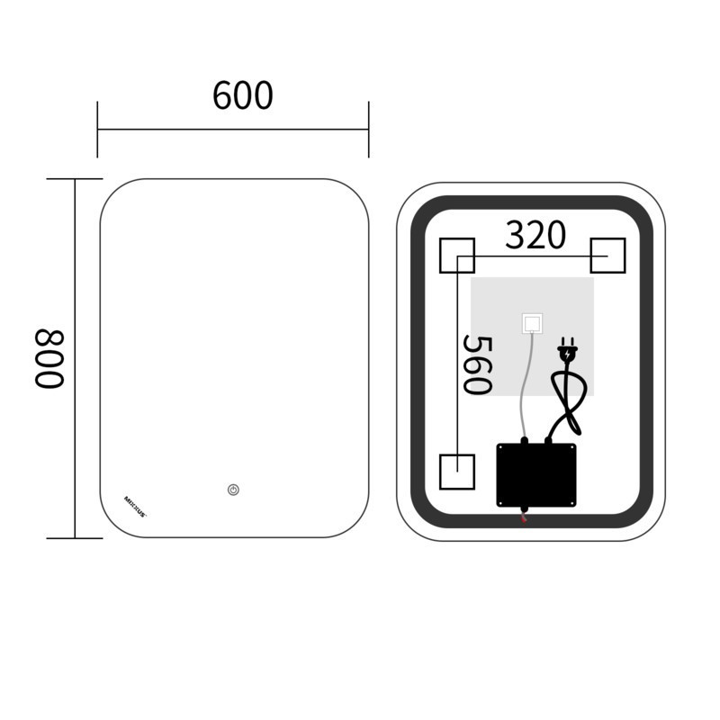 Зеркало Mixxus Premium DIVERSE MR15-80x60-Reverse с Led Touch, Anti-fog, димером (3-6,5kK) (MP6638) Киев - изображение 3