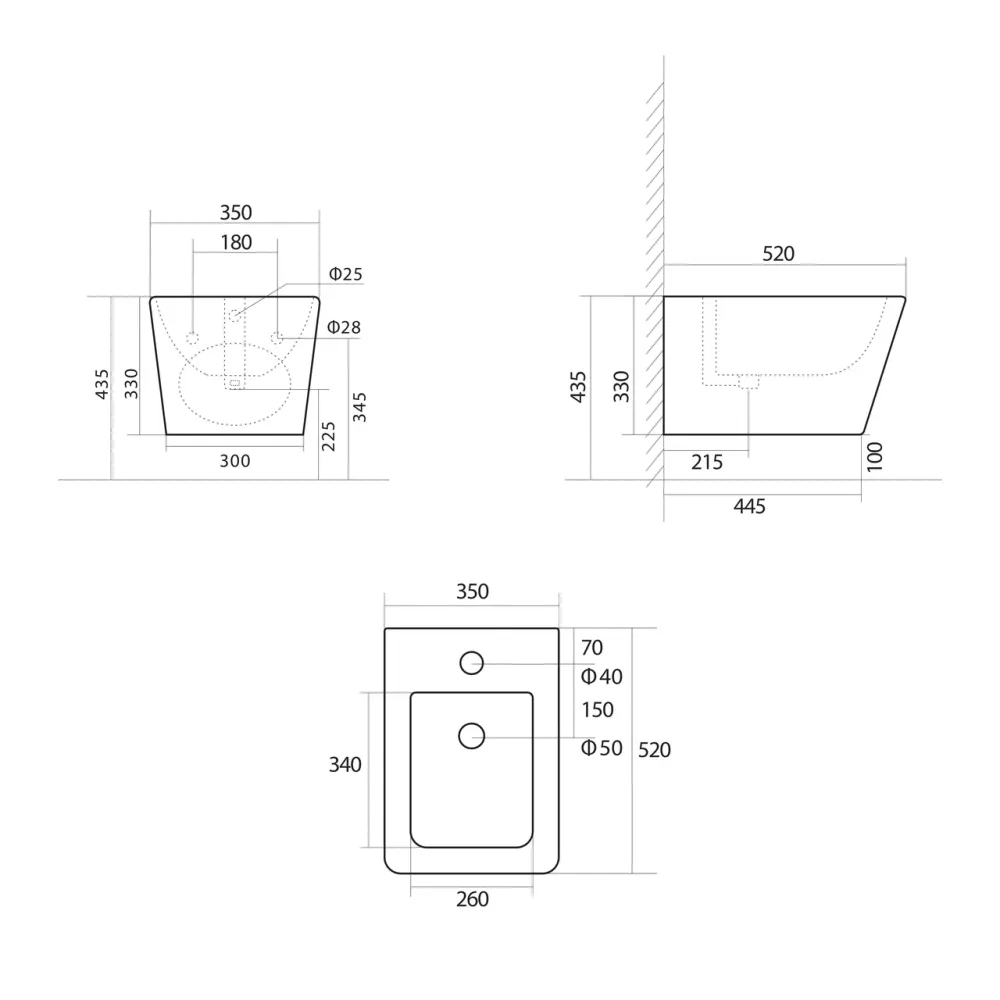 Біде підвісне Qtap Tern 520x350x330 мм, Marble QT17551303GMR Київ - фото 2