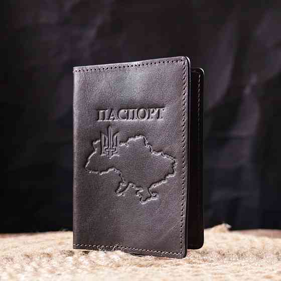 Кожаная обложка на паспорт Карта GRANDE PELLE 16774 Коричневая Киев