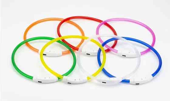 Светящийся ошейник для собак или котов с USB зарядкой имеет три режима свечения L 70 см красный Киев