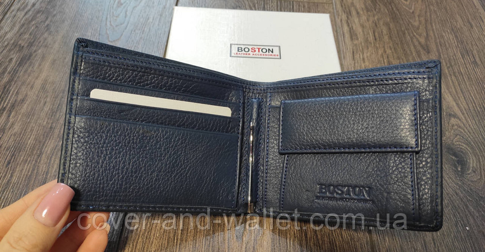 Модний чоловічий шкіряний гаманець із затиском для купюр Boston Київ - фото 3