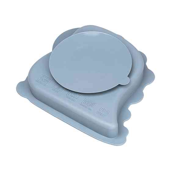 Дитячий набір силіконового посуду чашка/тарілка з трьома секціями/ложка Синій HP34545BL Коломыя