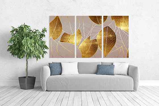 Модульна картина у вітальню/ спальню Золоте листя ART-041_3A 70х130 см Київ