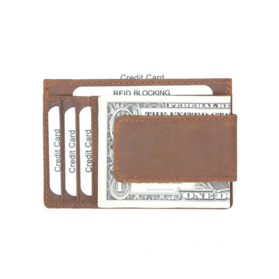 Мужской кожаный зажим для купюр на магните Wild Leather (2124) ginger Киев