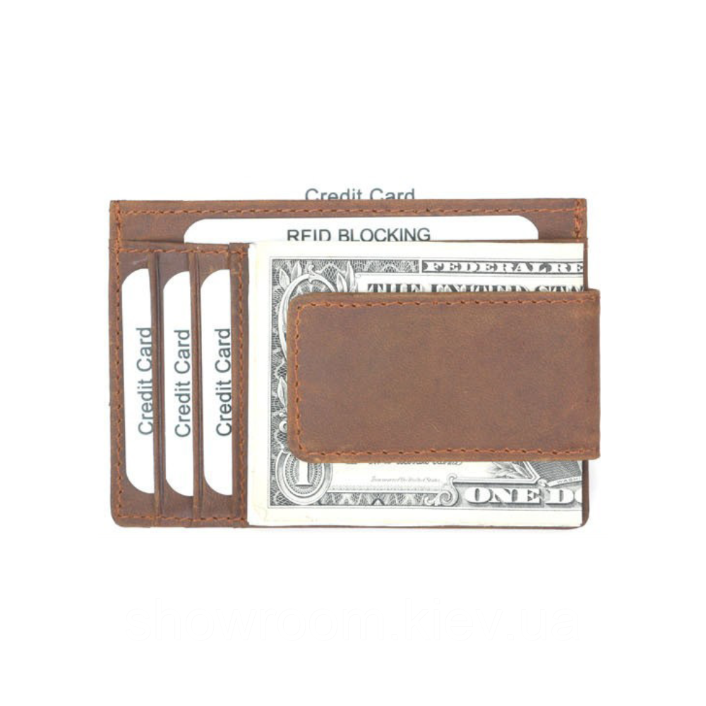 Мужской кожаный зажим для купюр на магните Wild Leather (2124) ginger Киев - изображение 6