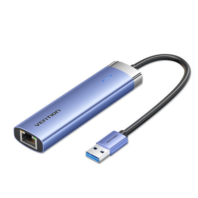 Концентратор Vention USB 3.0 to USB 3.0x3/RJ45/Type-C Hub Blue Aluminum Alloy 5-in-1 (TGFSB) Винница - изображение 1