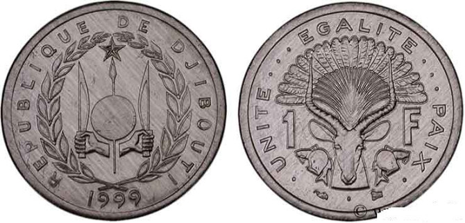 Djibouti Джибути 1 Francs 1999 UNC Полтава - изображение 1
