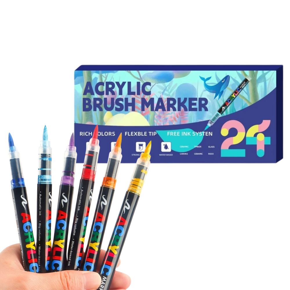 Маркери акрилові набір 24 шт для малювання та творчості преміум-якість, маркери для тканини, дерева та кераміки Кам'янець-Подільський - фото 7