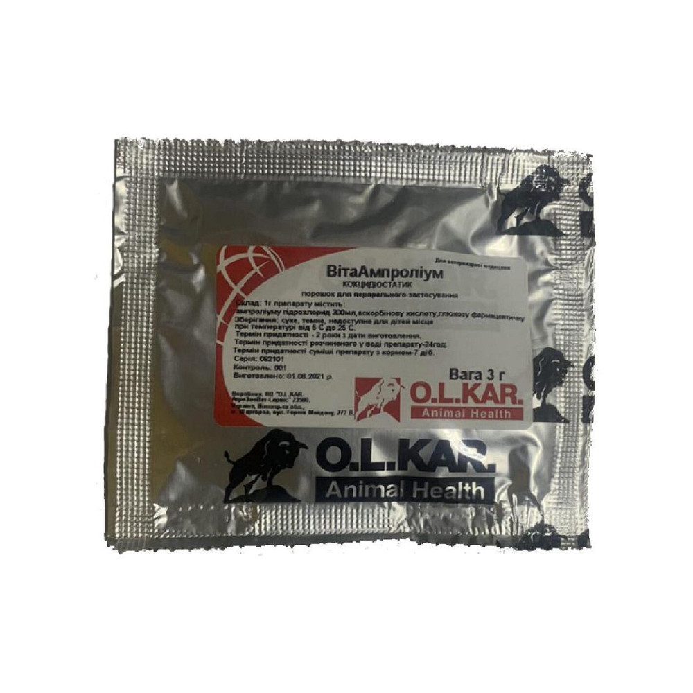 ВитаАмпролиум (кокцидиостатик для птицы, кроликов, овец) 3 г, O.L.KAR. Винница - изображение 1