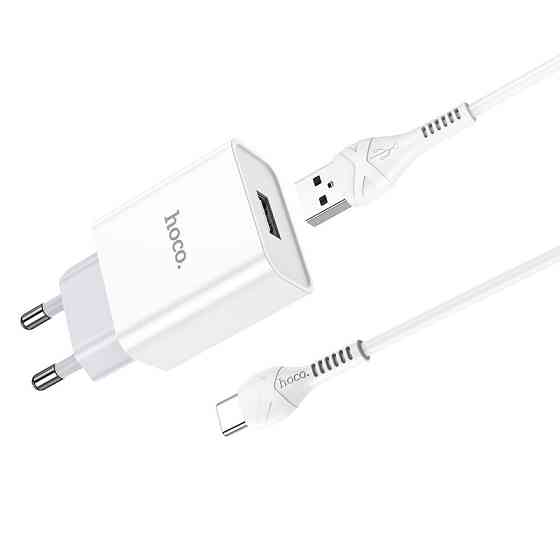 Мережевий зарядний пристрій з кабелем HOCO C81A Asombroso single port charger set(Type-C) White Одеса