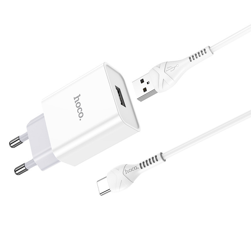 Мережевий зарядний пристрій з кабелем HOCO C81A Asombroso single port charger set(Type-C) White Одеса - фото 5