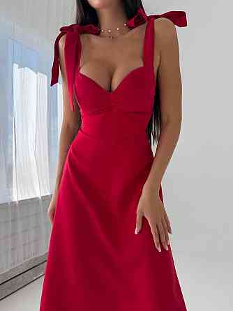 Женское стильное романтичное платье с чашками пуш-ап костюмка Красный, 46/48 Одесса
