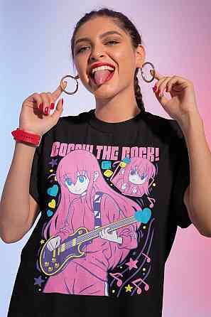 Футболка з аніме принтом Хіторі Готоу Боккхі Рокк оверсайз (S/M/L) Чорний AnimeJ0247 Дніпро