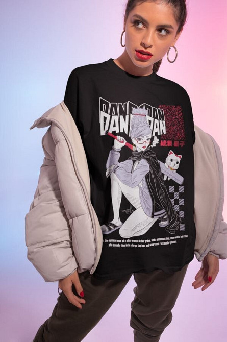 Футболка з аніме принтом Сеіко Айасе Дандадан Косплай оверсайз (S/M/L) Чорний AnimeJ1101 Дніпро - фото 3