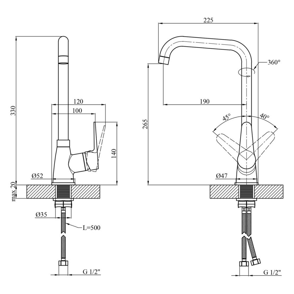 Змішувач для кухні Kroner KRM Elbe - C030 Київ - фото 9