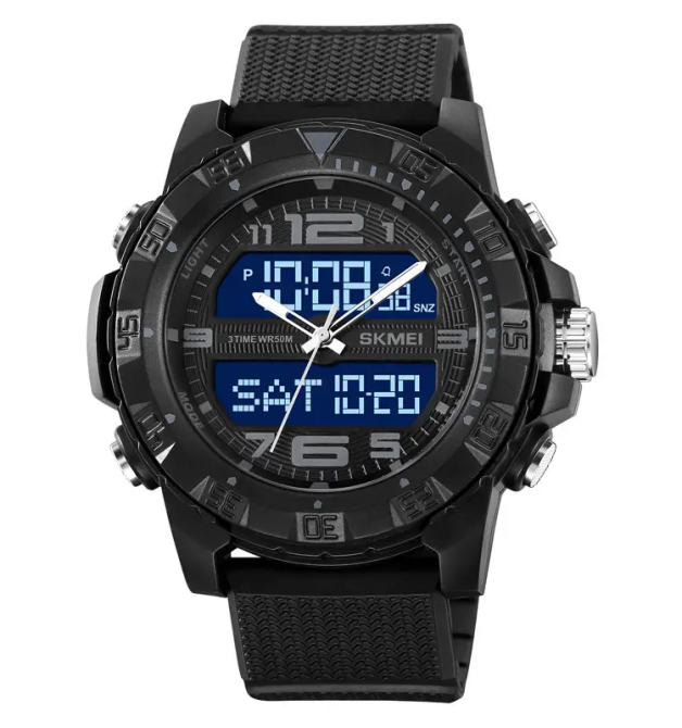 Часы мужские наручные спортивные Skmei 2162 с двойным дисплеем и подсветкой (Черный) Киев - изображение 2