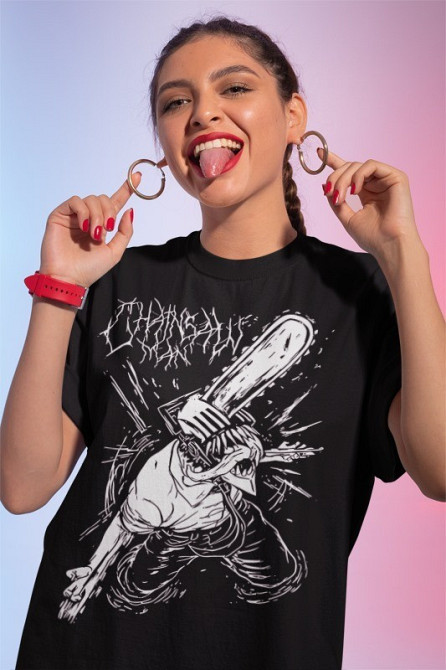 Футболка для мальчика аниме Человек-бензопила оверсайз (рост от 165 до 180 ) Черний AnimeJ0379m Днепр - изображение 1