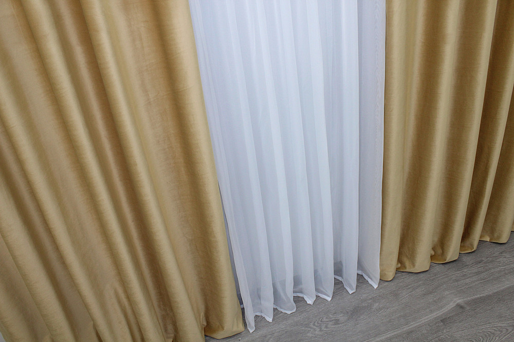 Комплект готових штор VR-Textil Оксамит № 1038ш Золотистий 150х295 см 2 шт (30-851) Київ - фото 8