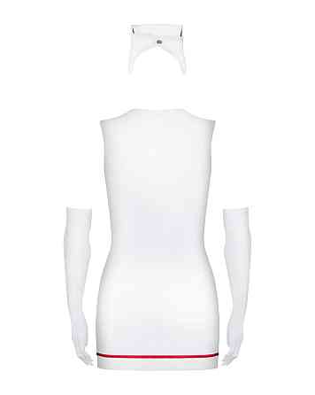 Еротичний костюм медсестри Obsessive Emergency dress S/M, white, сукня, стринги, рукавички, чепчик, Sex Aura Київ