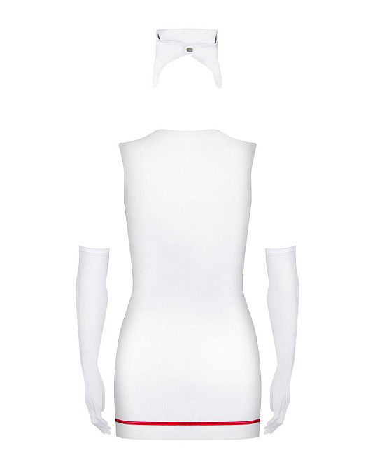 Эротический костюм медсестры Obsessive Emergency dress S/M, white, платье, стринги, перчатки, чепчик Sex Aura Киев - изображение 3