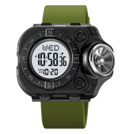 Чоловічий наручний годинник з ліхтарем Skmei 2187 Зелений з білим циферблатом Вінниця