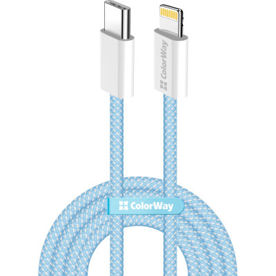 Дата кабель USB-C to Lightning 1.0m 27W blue ColorWay (CW-CBPDCL061-BL) Винница - изображение 1
