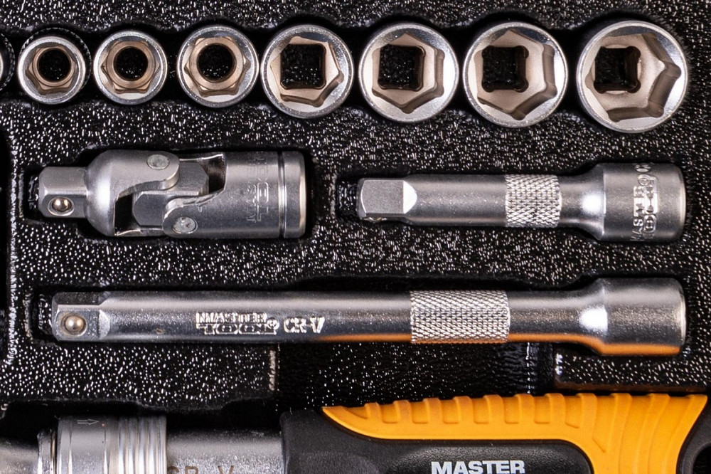 MASTERTOOL Набір інструментів MASTERTOOL PROFI ¼" 45 шт 4-13 мм телескопічна тріскачка CrV50BV3 Коломия - фото 7