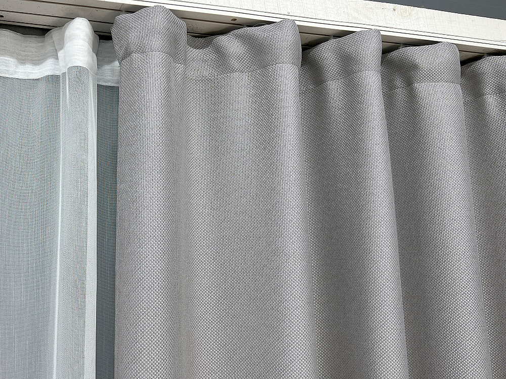 Комплект штор VR-Textil Льон Мішковина 150х270 2шт і Тюль 600х270 867ш-1708т Світло-сірий з білим 71-181/5 Київ - фото 16