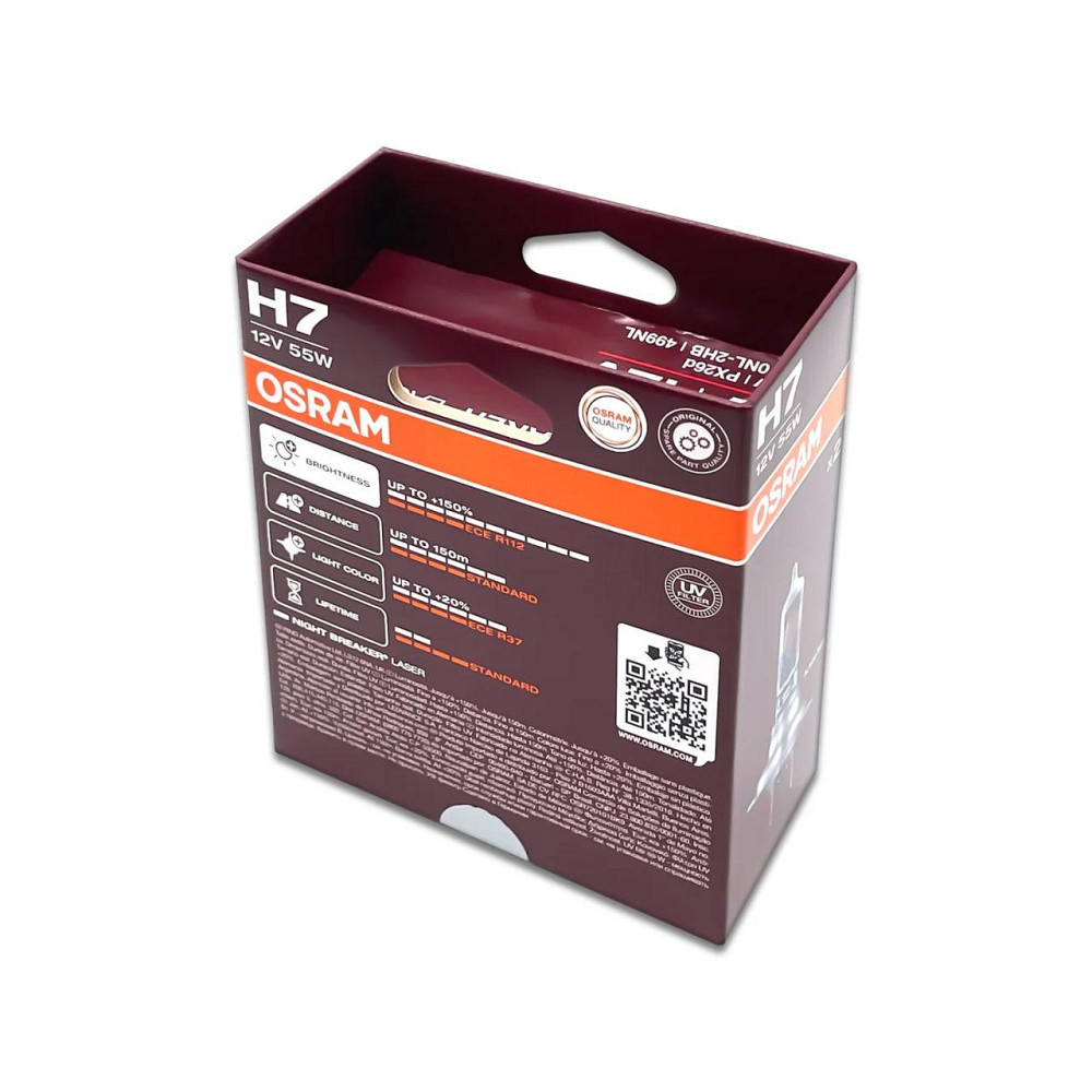 Комплект галогенових ламп OSRAM H7 64210NL-2HB Night Breaker LASER NG +150% 55W 12V PX26d (2 шт) Харків - фото 6