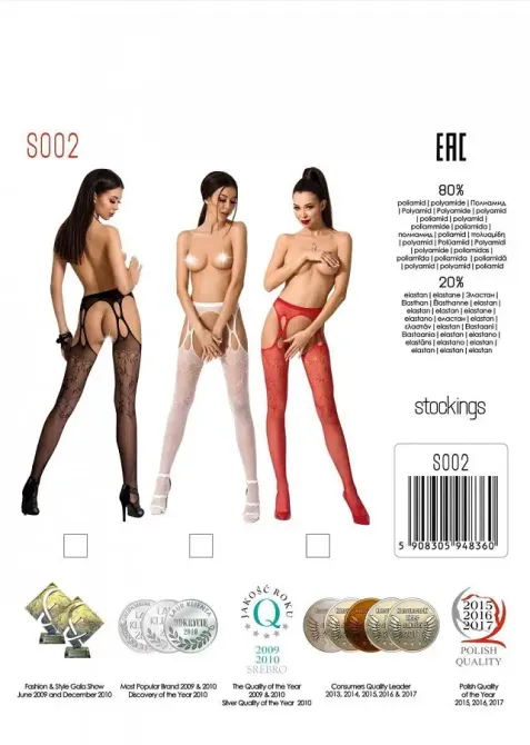 Еротичні колготки-бодістокінг Passion S002 white, імітація мереживних панчіх та пояса Львів - фото 5