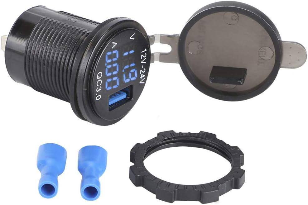 Гніздо прикурювача P11B USB QC 3,0 вольтметр/амперметр врізне з кришкою та синьою підсвіткою 12/24V Харків - фото 3