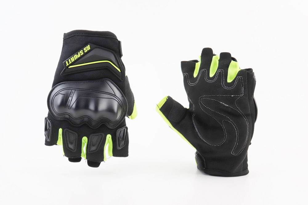 Перчатки мотоциклетні без пальців M-Чорно-Салатові Киев - изображение 1