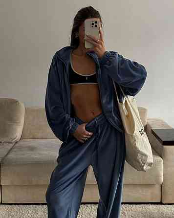Жіночий стильний костюм оверсайз: кофта та штани турецький велюр спорт Парламент Одеса