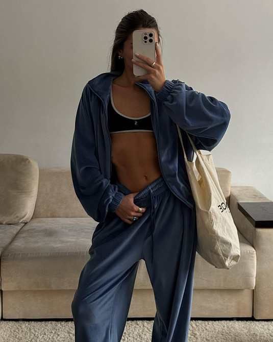 Жіночий стильний костюм оверсайз: кофта та штани турецький велюр спорт Парламент Одеса - фото 3