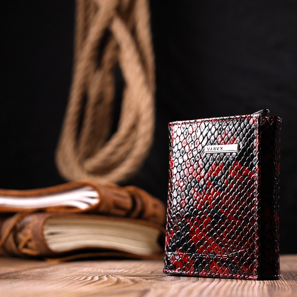 Візитниця з натуральної фактурної шкіри під змію KARYA 20984 Різнокольоровий Київ - фото 10