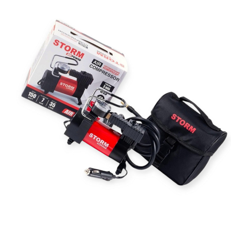 Компрессор storm air power 7атм/35л/1м шланг/прикур/сумка Мукачево - изображение 2