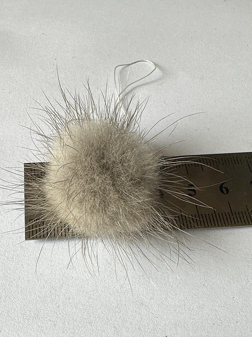 Помпон из натурального меха норки 4-5 см Серый Харьков - изображение 2