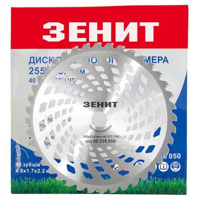 Ніж для газонокосарки Зеніт до садового тримера 255х25.4 мм 40 ТВС зубців уп (40236050) Вінниця - фото 1