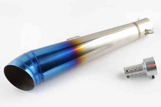 Глушник (тюнінг) 400 * 100mm, кріп. Ø78mm (нержавіюча сталь, сопло, багатобарвний, прямоток, mod:2) Київ