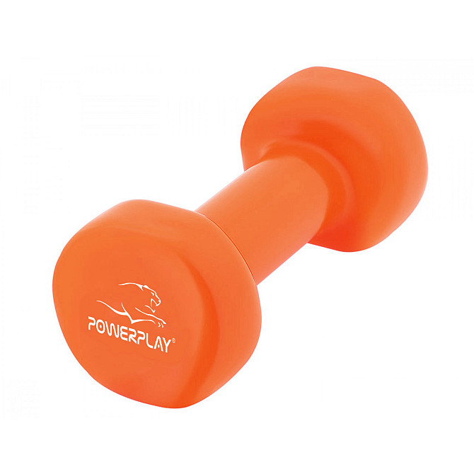 Гантелі вінілові PowerPlay 4125 Achilles 2*1 кг. Помаранчеві (пара - 2шт.) + Резинка для фітнесу 7,5 Каменское - изображение 4