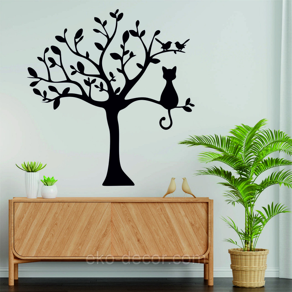Декоративное настенное Панно «Кот на дереве» Декор на стену 90*85 см, Черный Киев - изображение 3