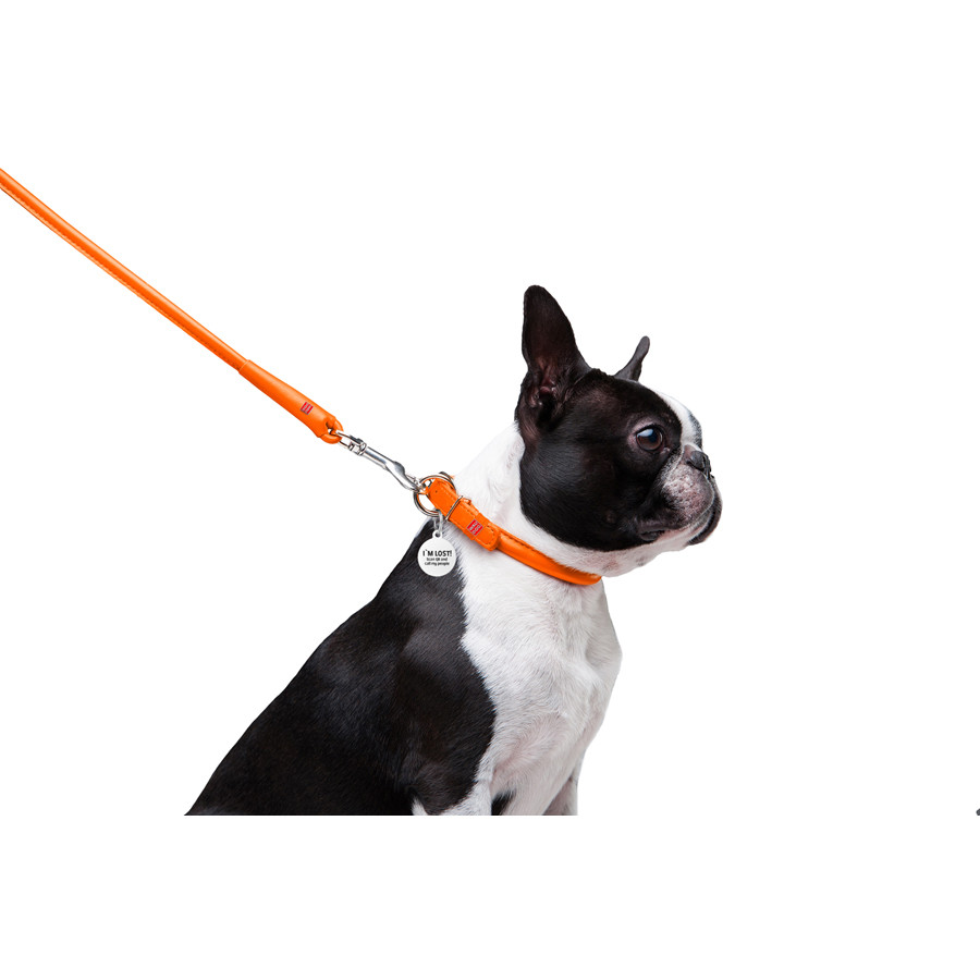 Повідець для собак шкіряний WAUDOG Glamour круглий, Д 8 мм, Дов 122 см помаранчевий Коломия - фото 3