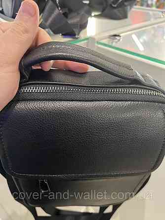 Небольшая мужская сумка-барсетка из натуральной кожи черного цвета с навесным клапаном ST 2172 Киев